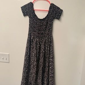 Off the Shoulder Smocked Midi Dress Floral